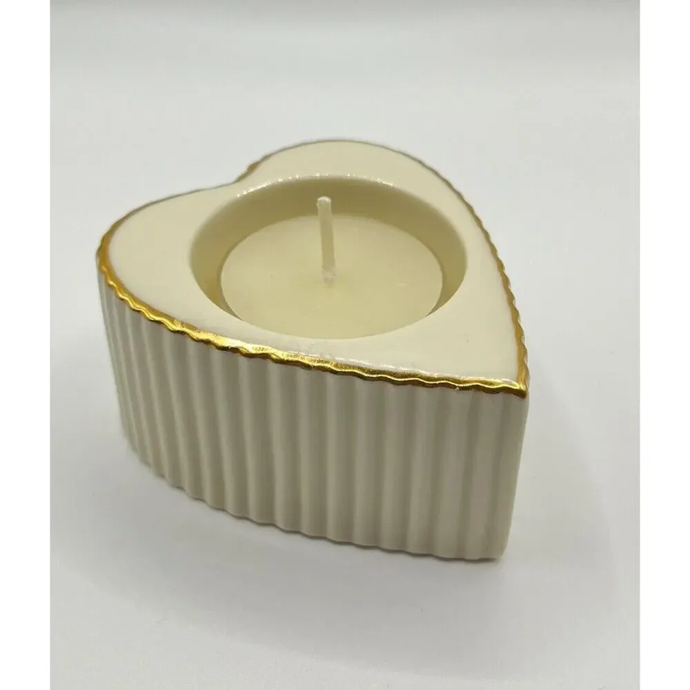 Lenox Heart Shaped Tea Light Votive Candleholder Porcelain & Gold Trimming